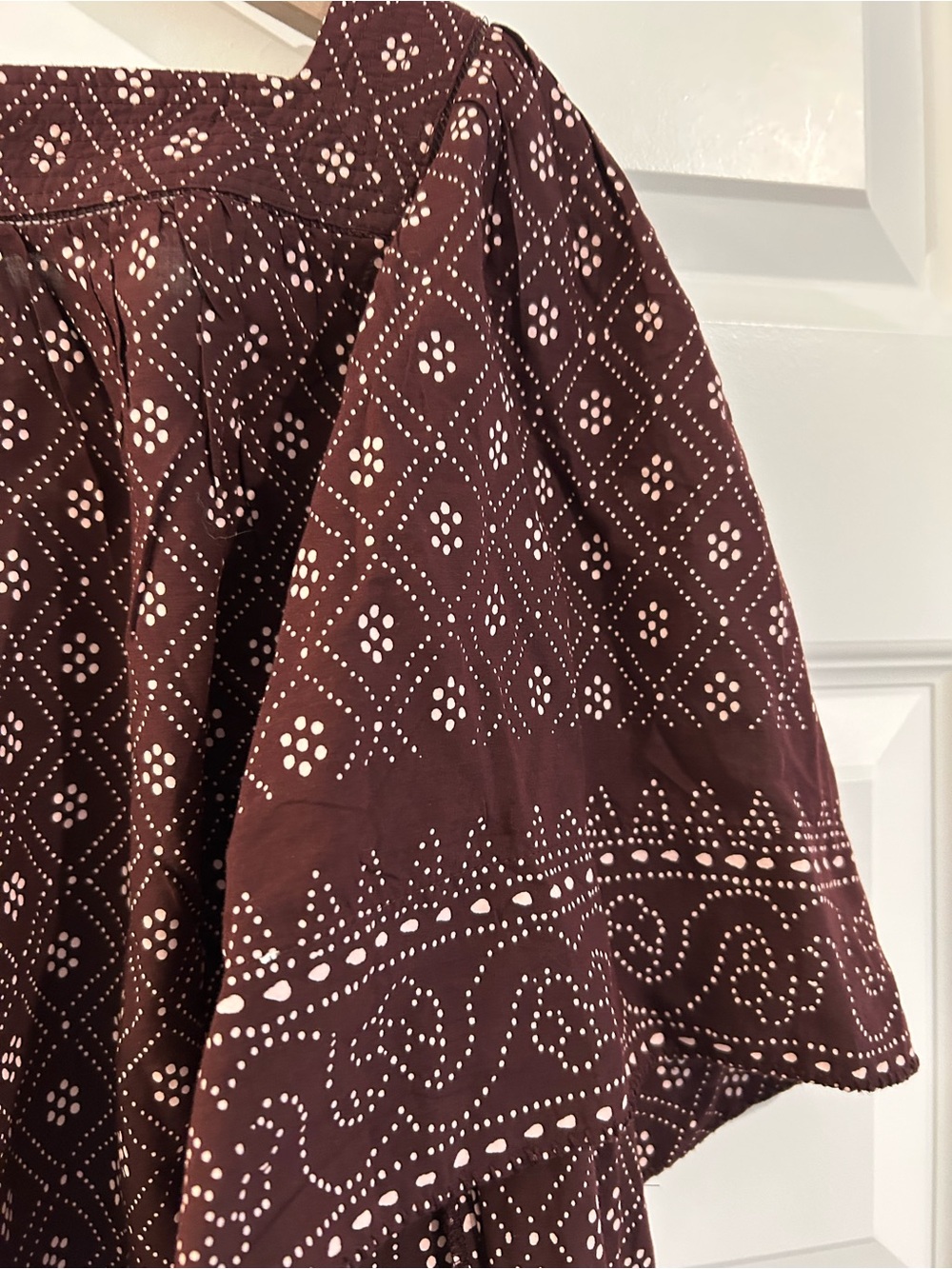 Madewell Flutter Sleeve Top Brown Plum Size XL - Picture 12 of 14